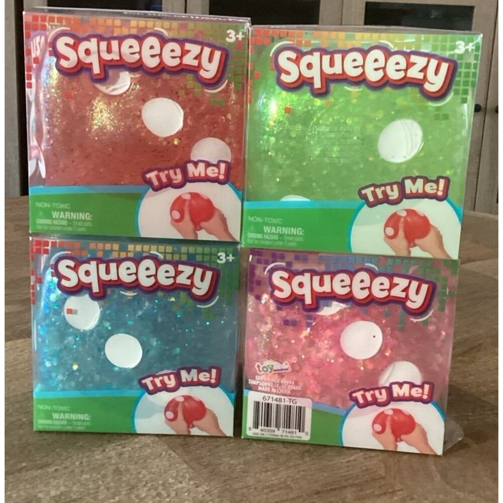 Set of 4: Sunny Days Squeeezy Jumbo Squishy Glittery Dice